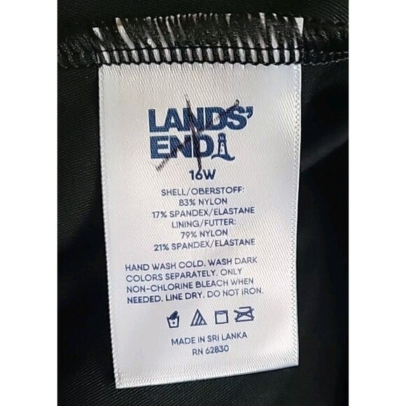 Lands' End Women's 16W Black Tankini Top Swim Solid Tummy Hiding Blouson S832 - Picture 6 of 6